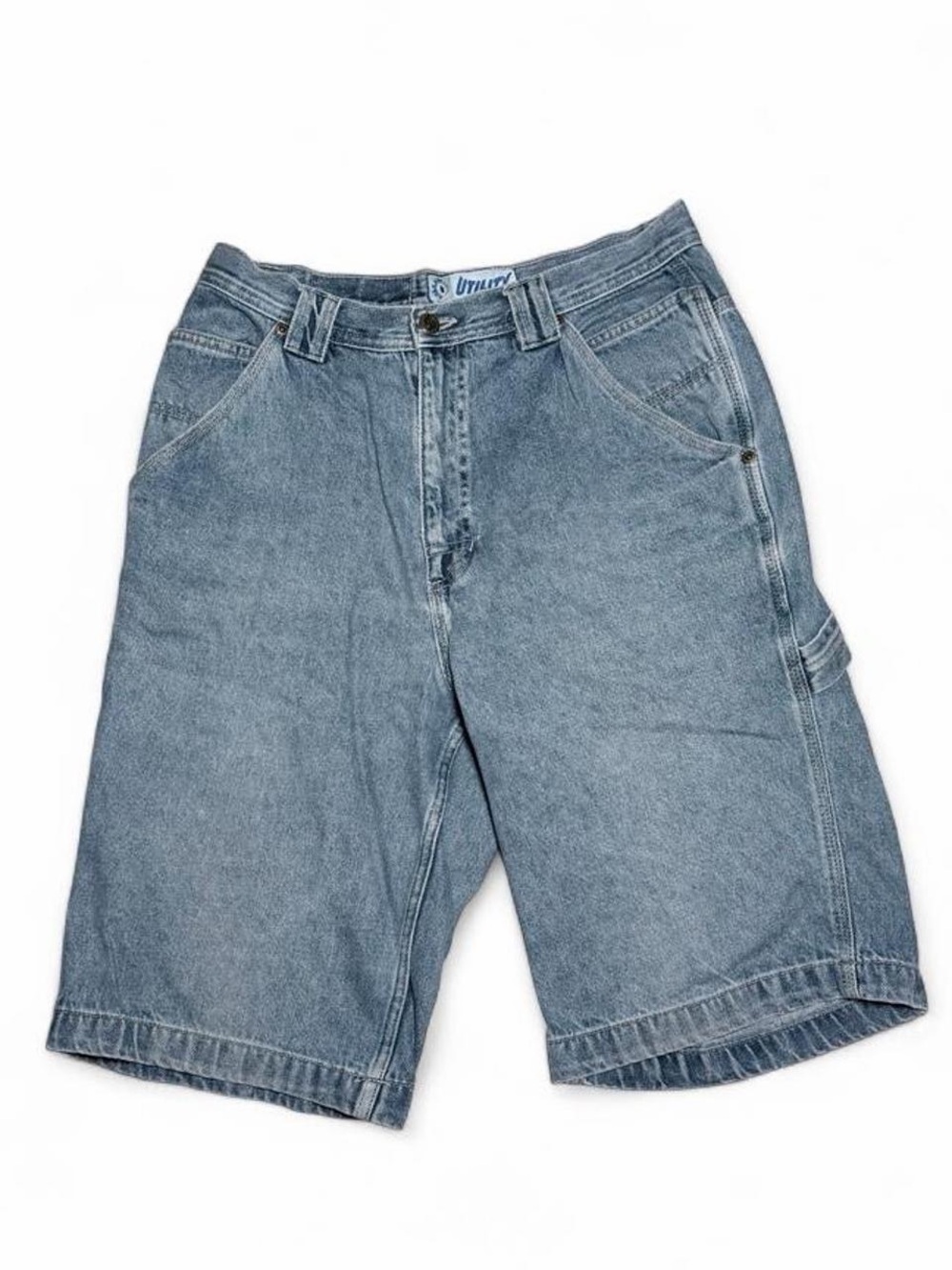 Vintage 90s Utility Carpenter Baggy Blue Denim Jorts Shorts Wide Leg - Size 32